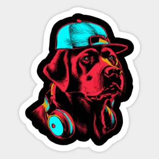 Synthwave Labrador 80s 90s Hip Hop Dog Lover Sticker